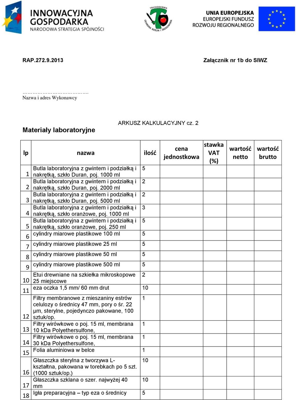 1000 ml Butla laboratoryjna z gwintem i podziałką i nakrętką, szkło Duran, poj. 000 ml Butla laboratoryjna z gwintem i podziałką i nakrętką, szkło Duran, poj.