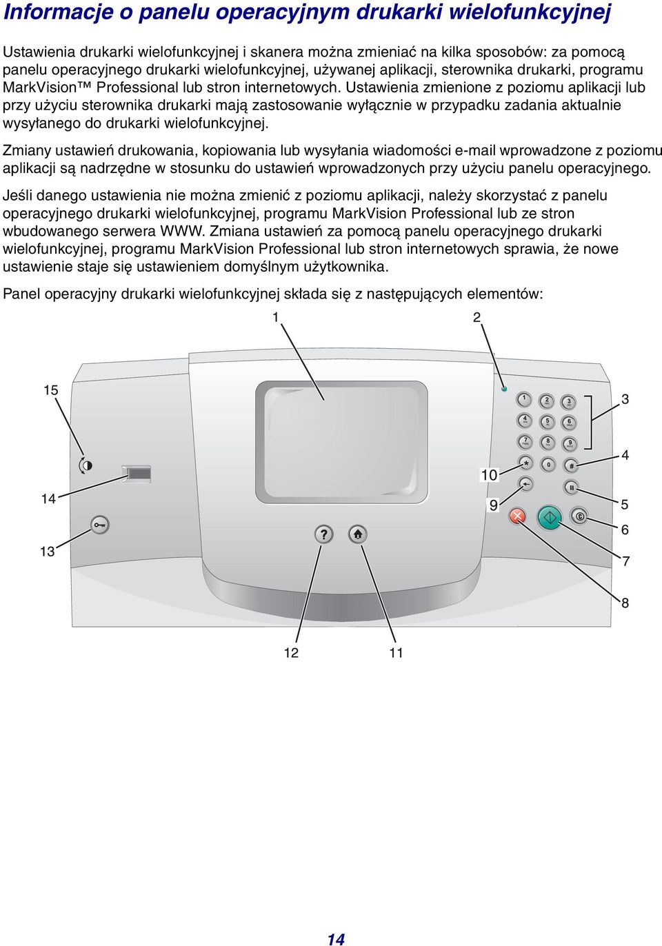 Ustawienia zmienione z poziomu aplikacji lub przy użyciu sterownika drukarki mają zastosowanie wyłącznie w przypadku zadania aktualnie wysyłanego do drukarki wielofunkcyjnej.