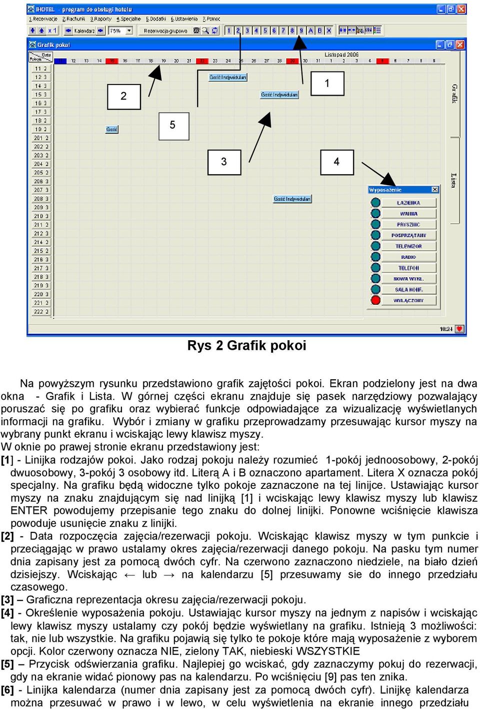 Wybór i zmiany w grafiku przeprowadzamy przesuwając kursor myszy na wybrany punkt ekranu i wciskając lewy klawisz myszy.