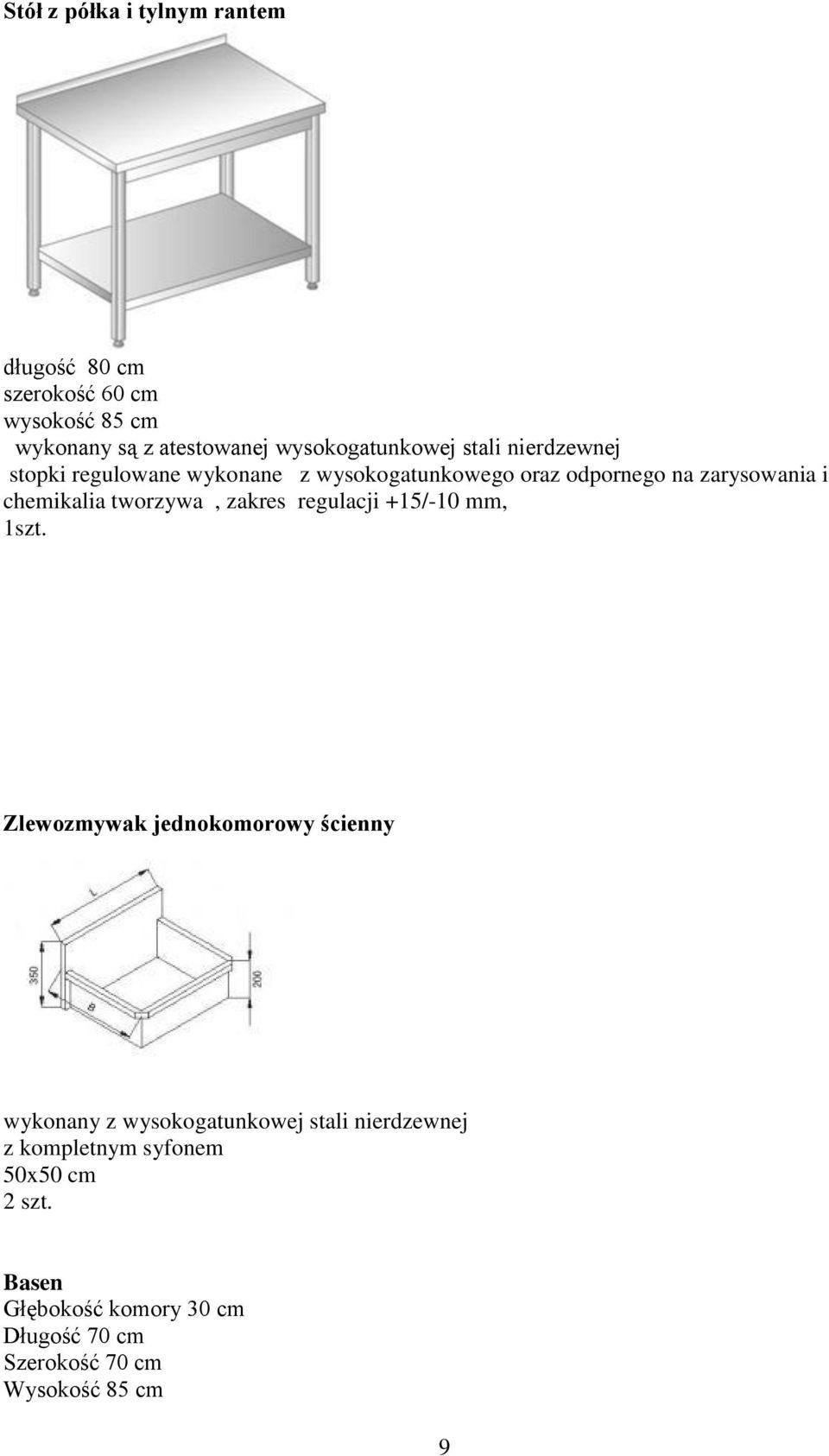 i chemikalia tworzywa, zakres regulacji +15/-10 mm, Zlewozmywak jednokomorowy ścienny wykonany z