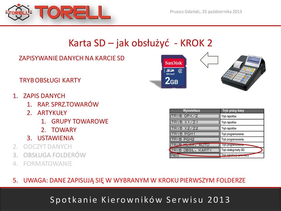 GRUPY TOWAROWE 2. TOWARY 3. USTAWIENIA 2. ODCZYT DANYCH 3.