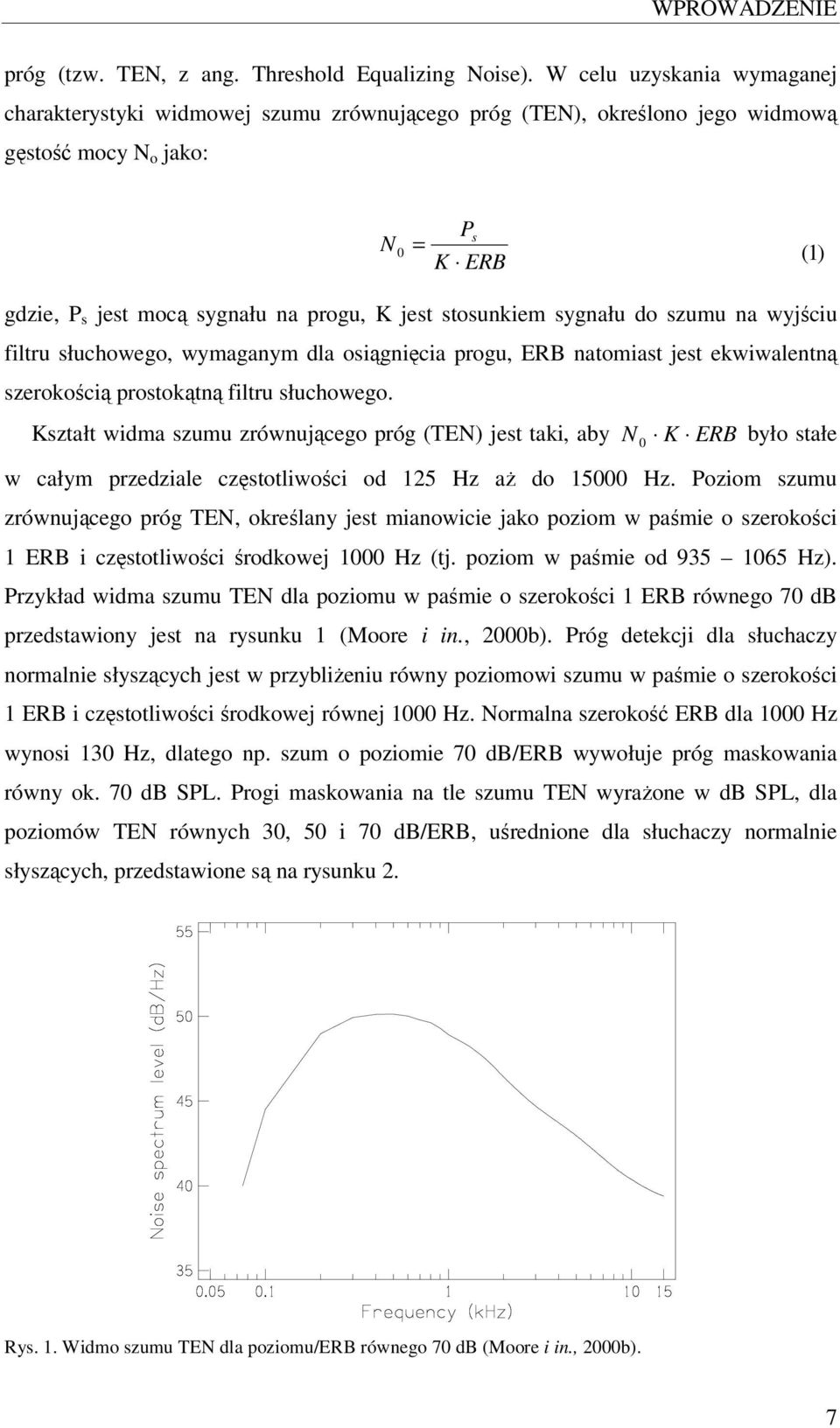 stosunkiem sygnału do szumu na wyjściu filtru słuchowego, wymaganym dla osiągnięcia progu, ERB natomiast jest ekwiwalentną szerokością prostokątną filtru słuchowego.