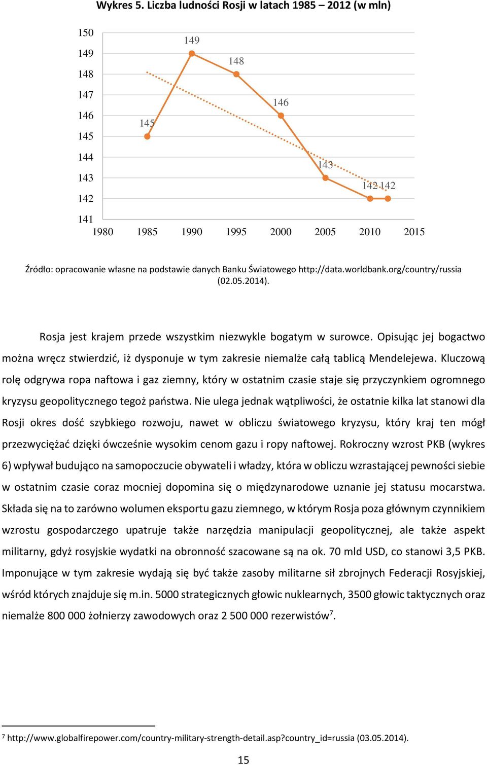 danych Banku Światowego http://data.worldbank.org/country/russia (02.05.2014). Rosja jest krajem przede wszystkim niezwykle bogatym w surowce.