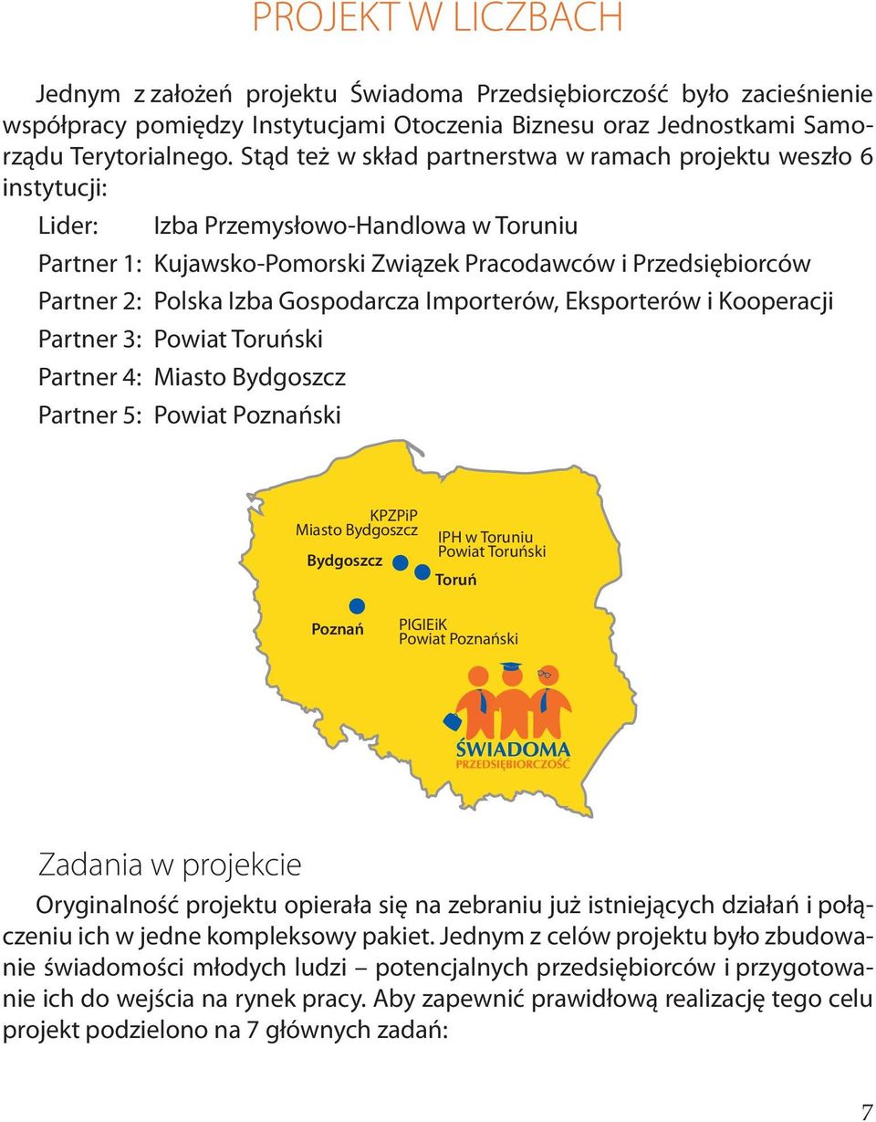 Izba Gospodarcza Importerów, Eksporterów i Kooperacji Partner 3: Powiat Toruński Partner 4: Miasto Bydgoszcz Partner 5: Powiat Poznański KPZPiP Miasto Bydgoszcz Bydgoszcz IPH w Toruniu Powiat