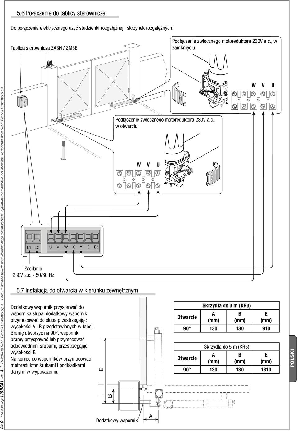 p.A. Zasilanie 230V a.c. - 50/60 Hz 5.