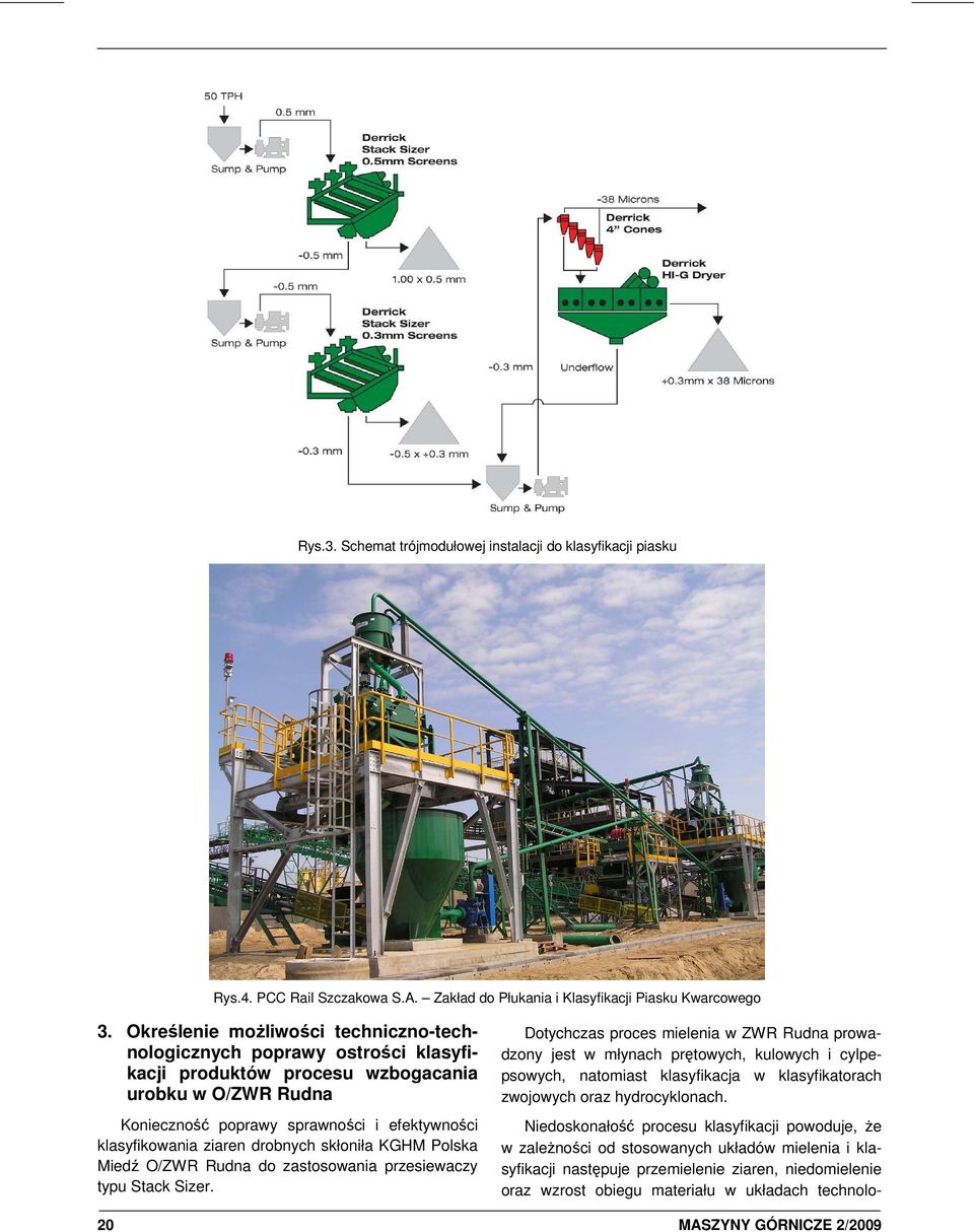 drobnych skłoniła KGHM Polska Miedź O/ZWR Rudna do zastosowania przesiewaczy typu Stack Sizer.