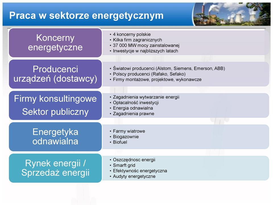 wykonawcze Firmy konsultingowe Sektor publiczny Zagadnienia wytwarzanie energii Opłacalność inwestycji Energia odnawialna Zagadnienia prawne Energetyka