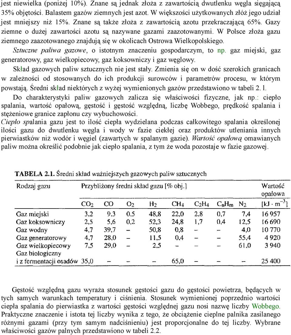 W Polsce złoŝa gazu ziemnego zaazotowanego znajdują się w okolicach Ostrowa Wielkopolskiego. Sztuczne paliwa gazowe, o istotnym znaczeniu gospodarczym, to np.