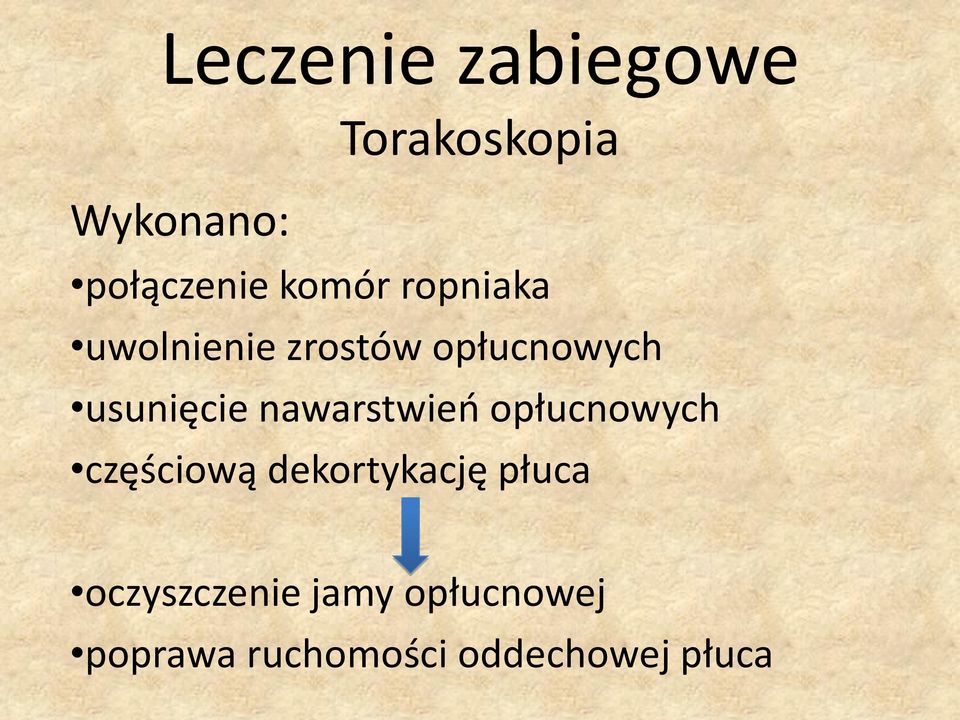 nawarstwień opłucnowych częściową dekortykację płuca