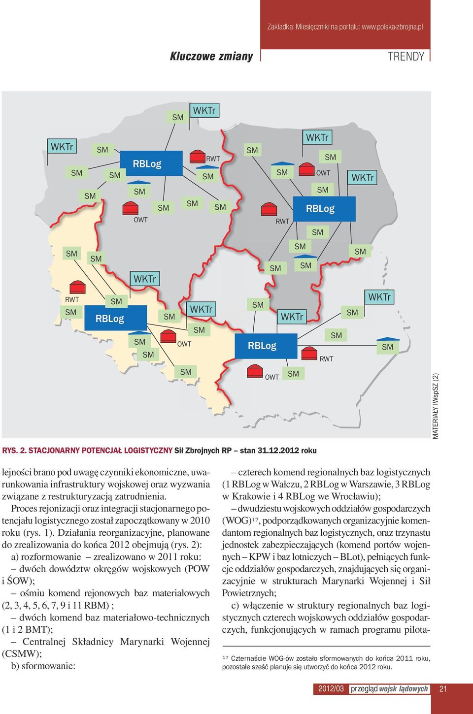 Proces rejonizacji oraz integracji stacjonarnego potencjału logistycznego został zapoczątkowany w 2010 roku (rys. 1). Działania reorganizacyjne, planowane do zrealizowania do końca 2012 obejmują (rys.