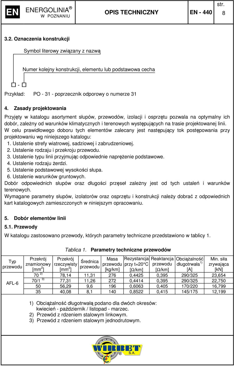 projektowanej linii. W celu prawidłowego doboru tych elementów zalecany jest następujący tok postępowania przy projektowaniu wg niniejszego katalogu:.