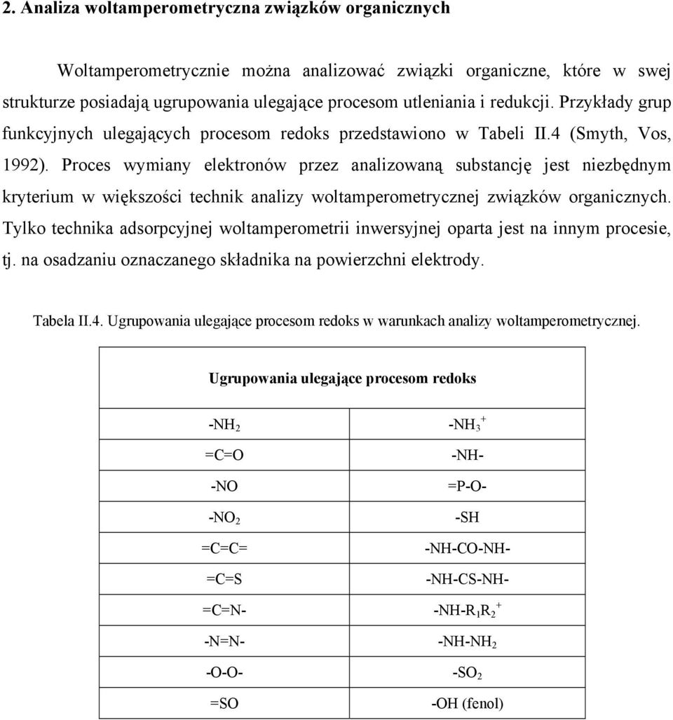 Proces wymiany elektronów przez analizowaną substancję jest niezbędnym kryterium w większości technik analizy woltamperometrycznej związków organicznych.