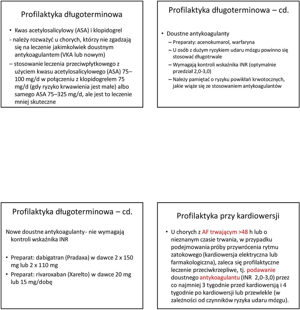 jest to leczenie mniej skuteczne Profilaktyka długoterminowa cd.