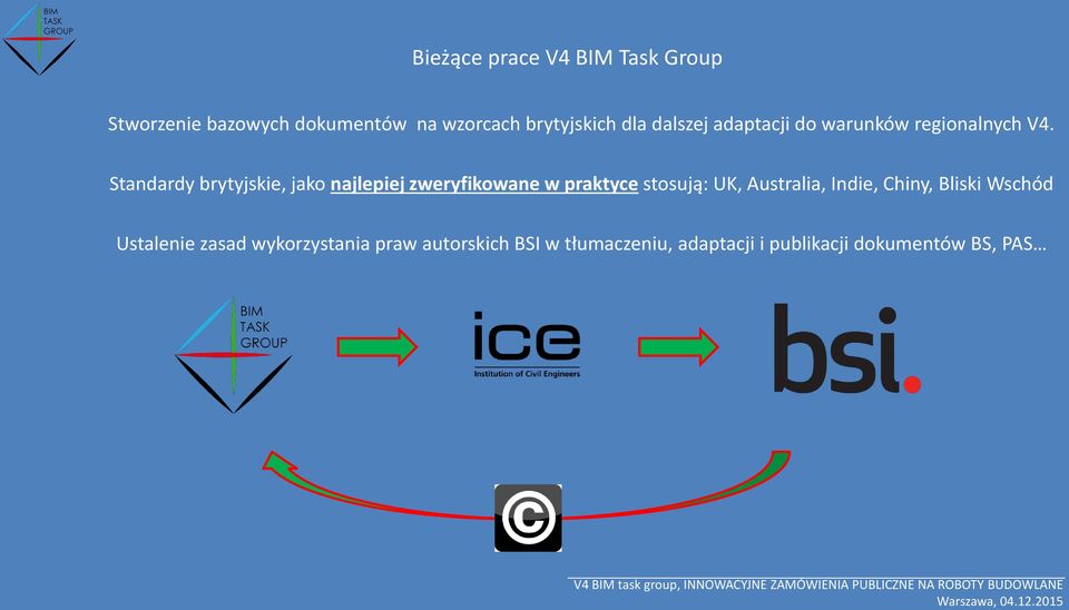 Standardy brytyjskie, jako najlepiej zweryfikowane w praktyce stosują: UK, Australia,