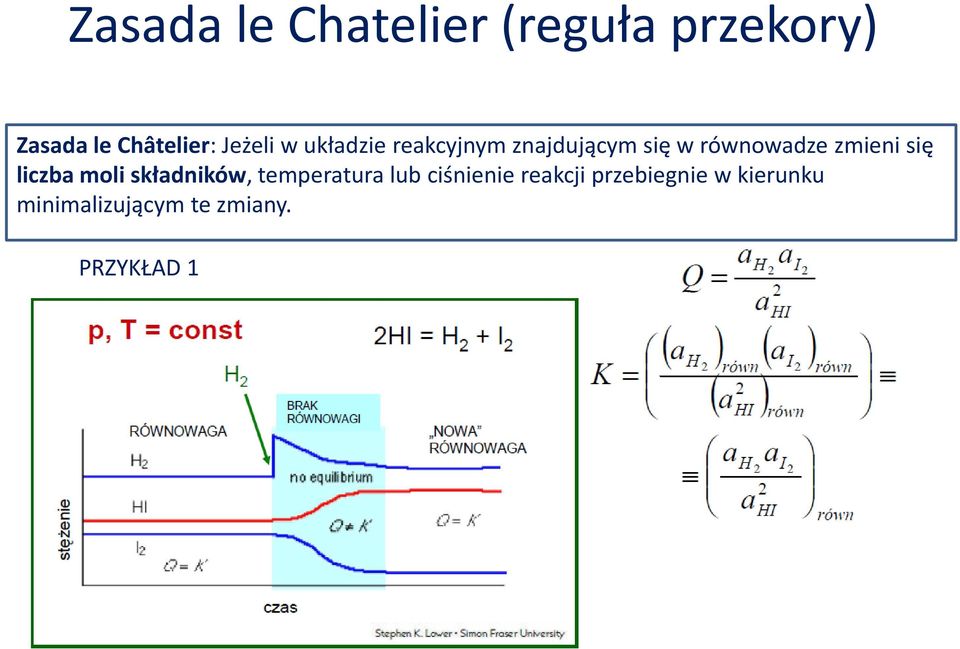 zmieni się liczba moli składników, temperatura lub ciśnienie