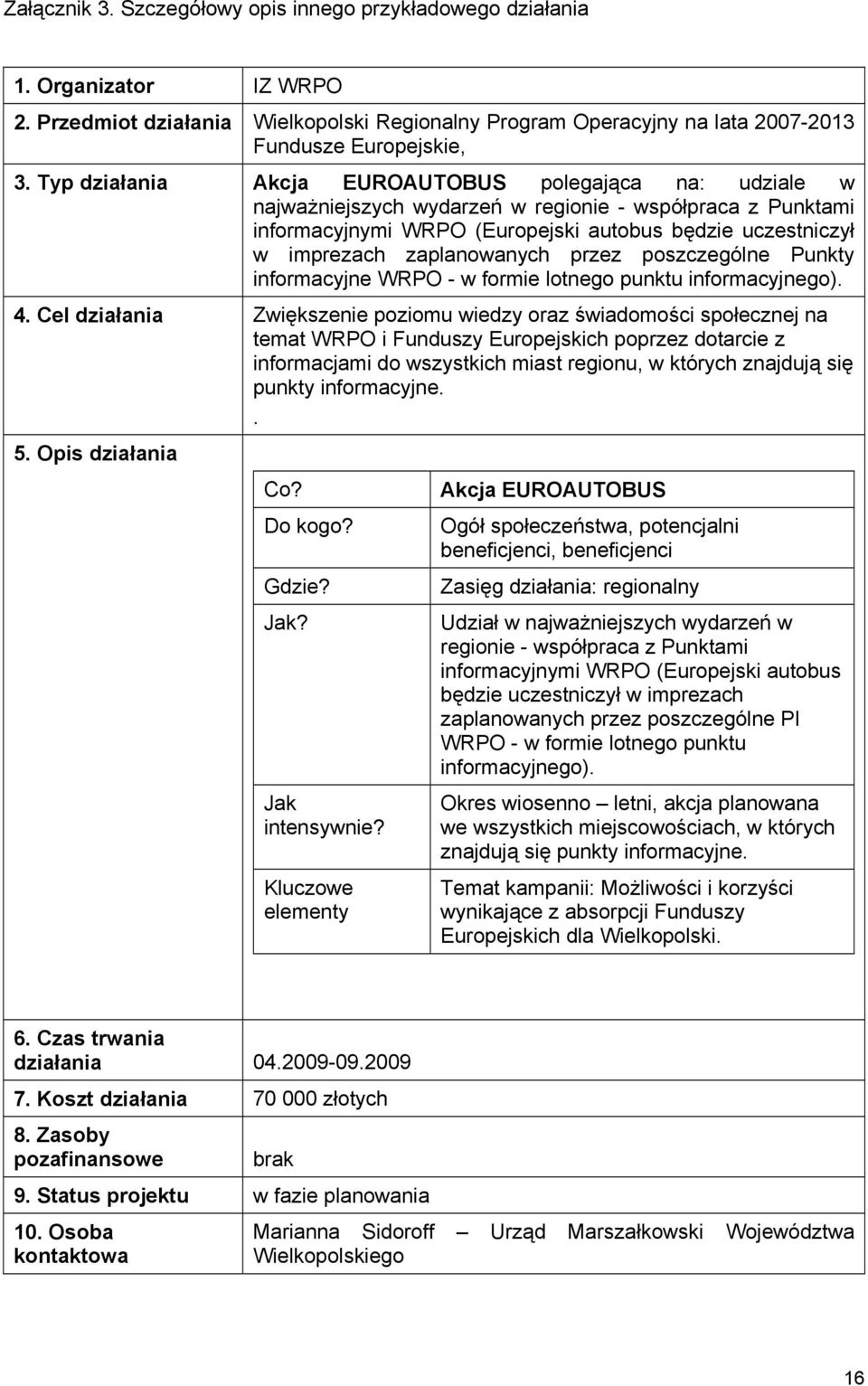 zaplanowanych przez poszczególne Punkty informacyjne WRPO - w formie lotnego punktu informacyjnego). 4.