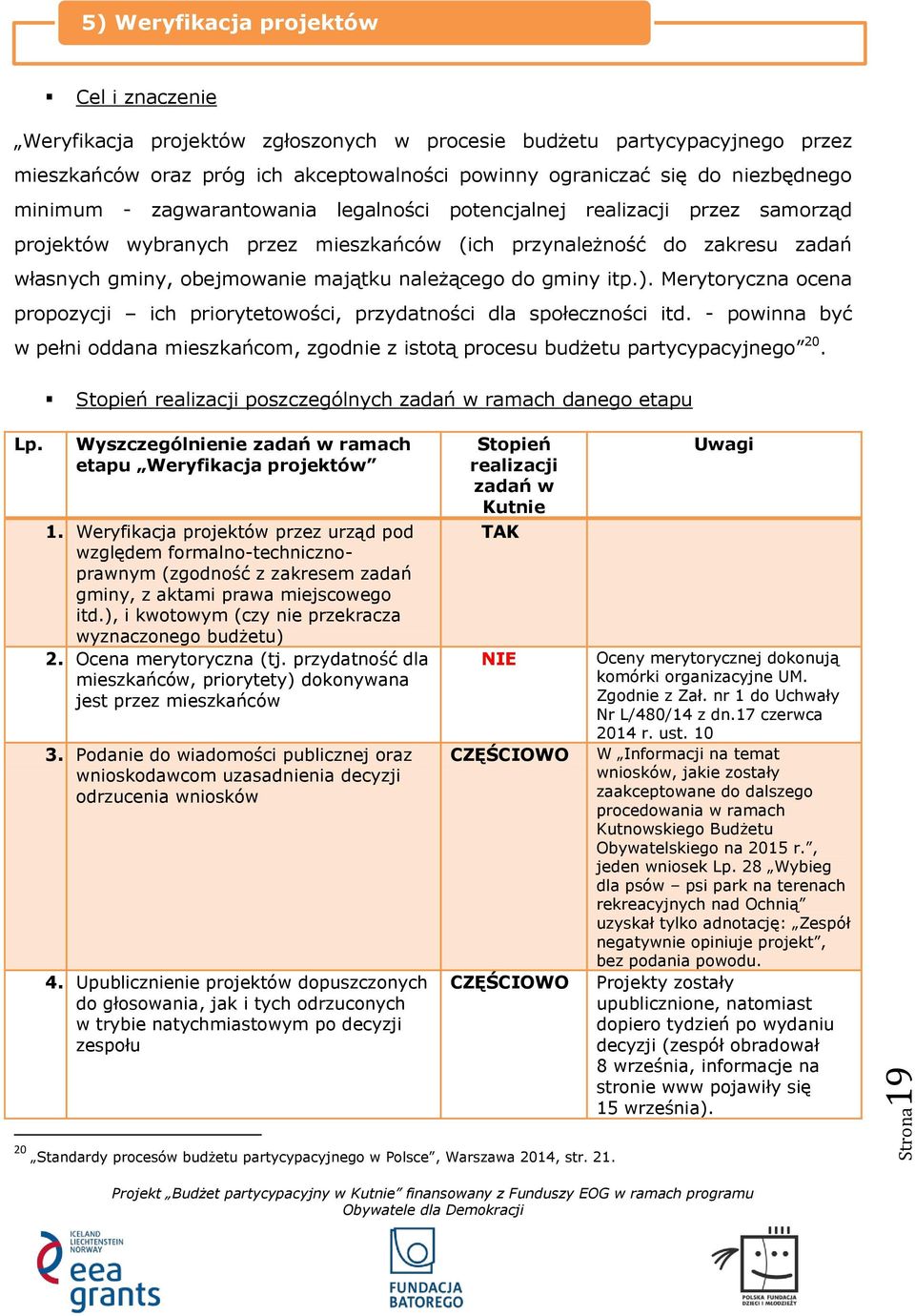 należącego do gminy itp.). Merytoryczna ocena propozycji ich priorytetowości, przydatności dla społeczności itd.