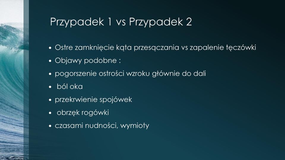 pogorszenie ostrości wzroku głównie do dali ból oka