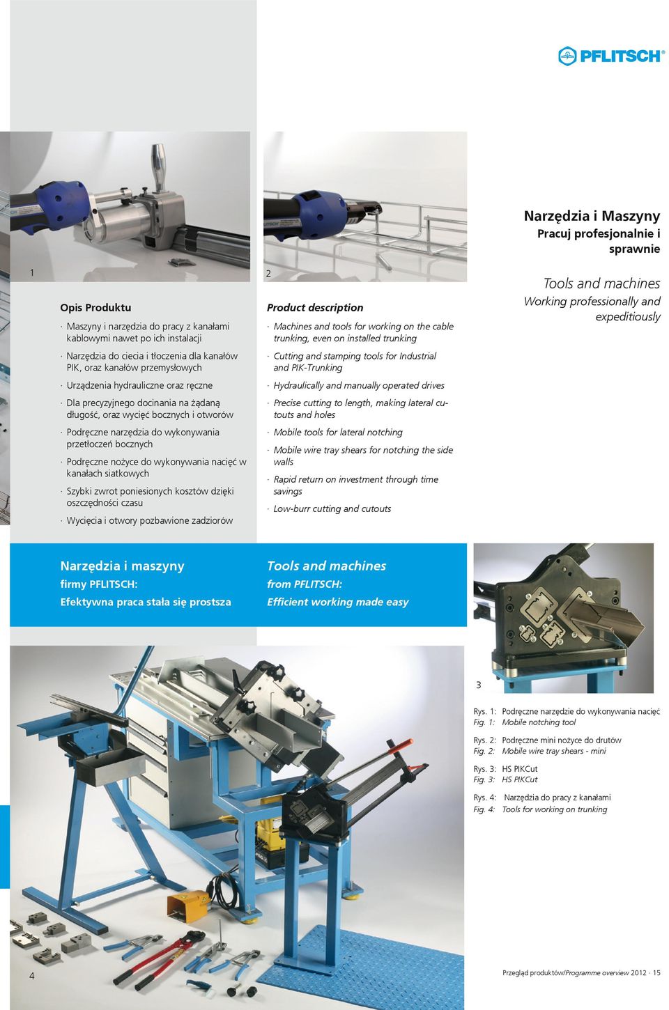 Industrial and PIK-Trunking Urządzenia hydrauliczne oraz ręczne Hydraulically and manually operated drives Dla precyzyjnego docinania na żądaną długość, oraz wycięć bocznych i otworów Precise cutting