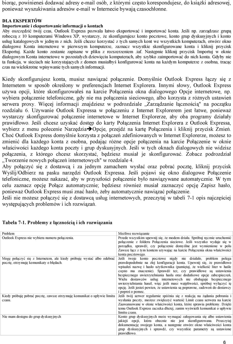 zarządzasz grupą roboczą z 10 komputerami Windows XP, wystarczy, że skonfigurujesz konto pocztowe, konto grup dyskusyjnych i konto usług katalogowych w jednym z nich.