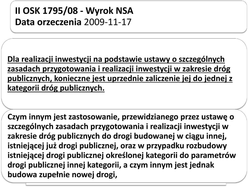 Czym innym jest zastosowanie, przewidzianego przez ustawę o szczególnych zasadach przygotowania i realizacji inwestycji w zakresie dróg publicznych do drogi budowanej