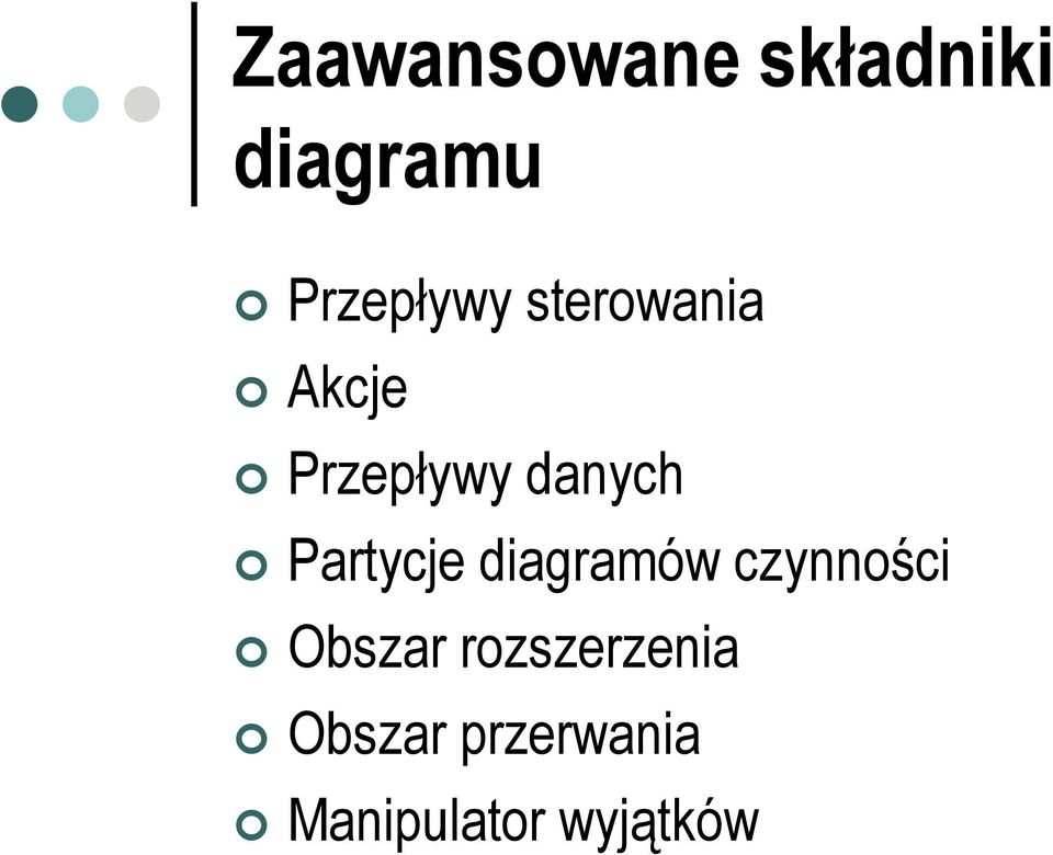 danych Partycje diagramów czynności