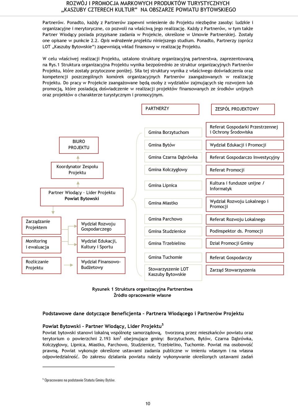 Ponadto, Partnerzy (oprócz LOT Kaszuby Bytowskie ) zapewniają wkład finansowy w realizację Projektu.