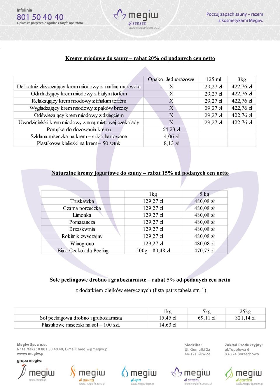 torfem X 29,27 zł 422,76 zł Wygładzający krem miodowy z pąków brzozy X 29,27 zł 422,76 zł Odświeżający krem miodowy z dziegciem X 29,27 zł 422,76 zł Uwodzicielski krem miodowy z nutą miętowej