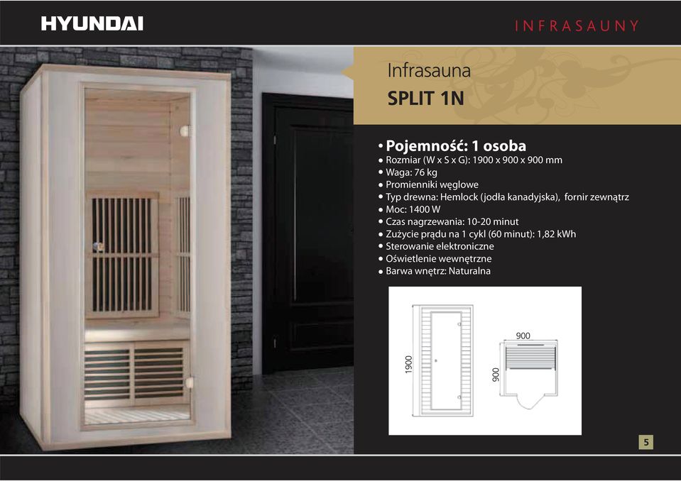 1400 W Zużycie prądu na 1 cykl (60 minut): 1,82