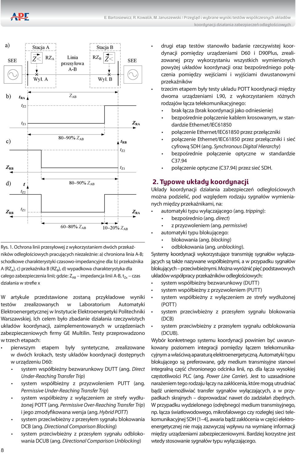 B SEE Z RA t RB t Z2 t Z1 drugi etap testów stanowiło badanie rzeczywistej koordynacji pomiędzy urządzeniami D60 i D90Plus, zrealizowanej przy wykorzystaniu wszystkich wymienionych powyżej układów