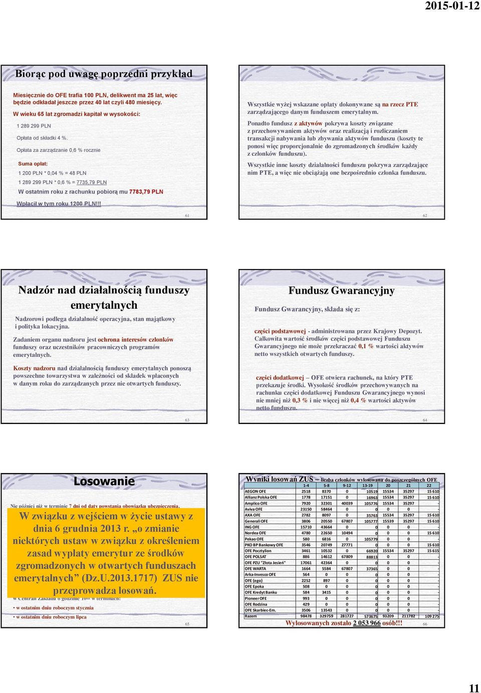 Opłata za zarządzanie 0,6 % rocznie Suma opłat: 1 200 PLN * 0,04 % = 48 PLN 1 289 299 PLN * 0,6 % = 7735,79 PLN W ostatnim roku z rachunku pobiorą mu 7783,79 PLN Wszystkie wyżej wskazane opłaty