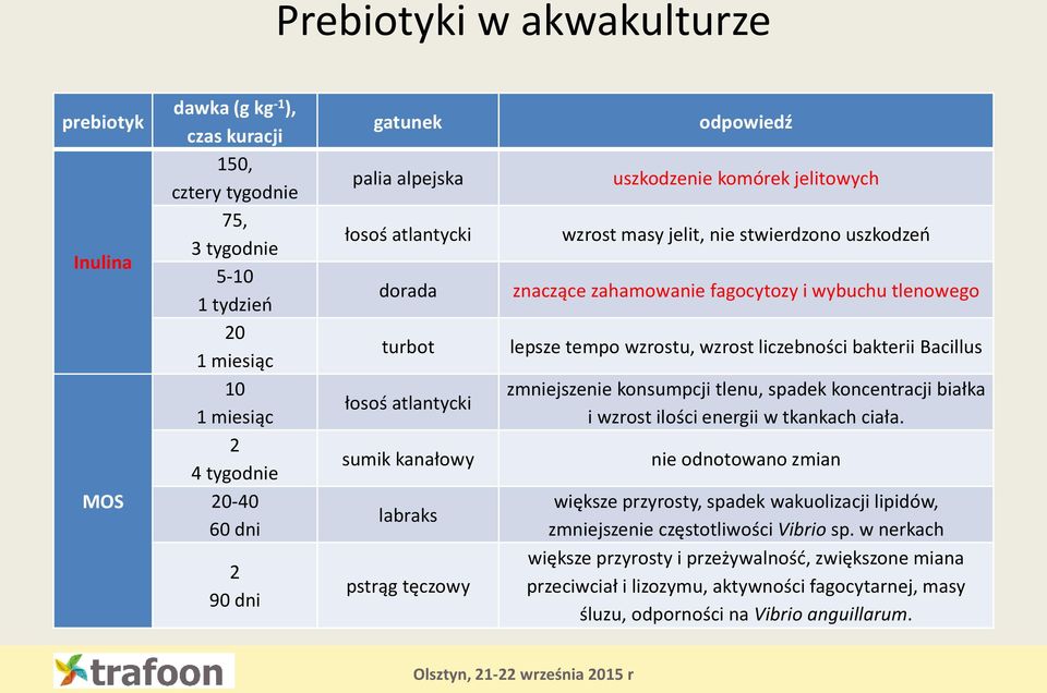 zahamowanie fagocytozy i wybuchu tlenowego lepsze tempo wzrostu, wzrost liczebności bakterii Bacillus zmniejszenie konsumpcji tlenu, spadek koncentracji białka i wzrost ilości energii w tkankach