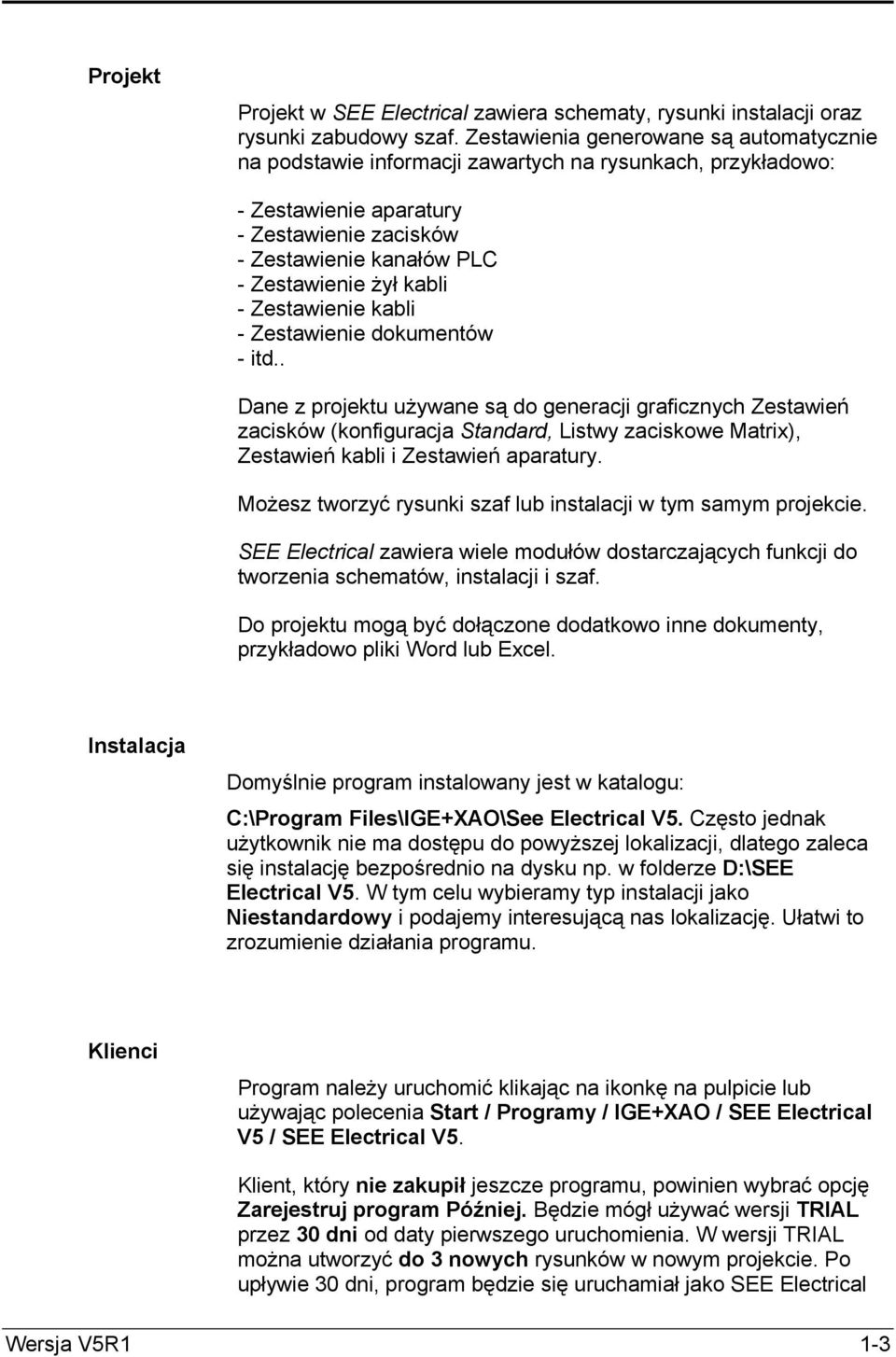 Zestawienie kabli - Zestawienie dokumentów - itd.