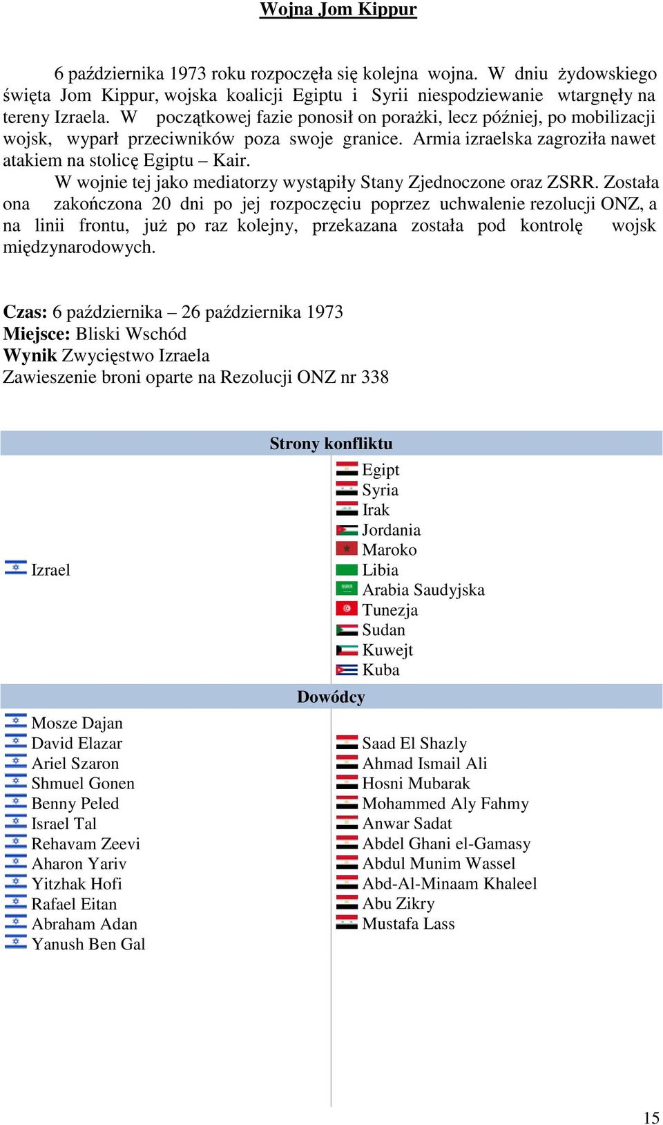 W wojnie tej jako mediatorzy wystąpiły Stany Zjednoczone oraz ZSRR.