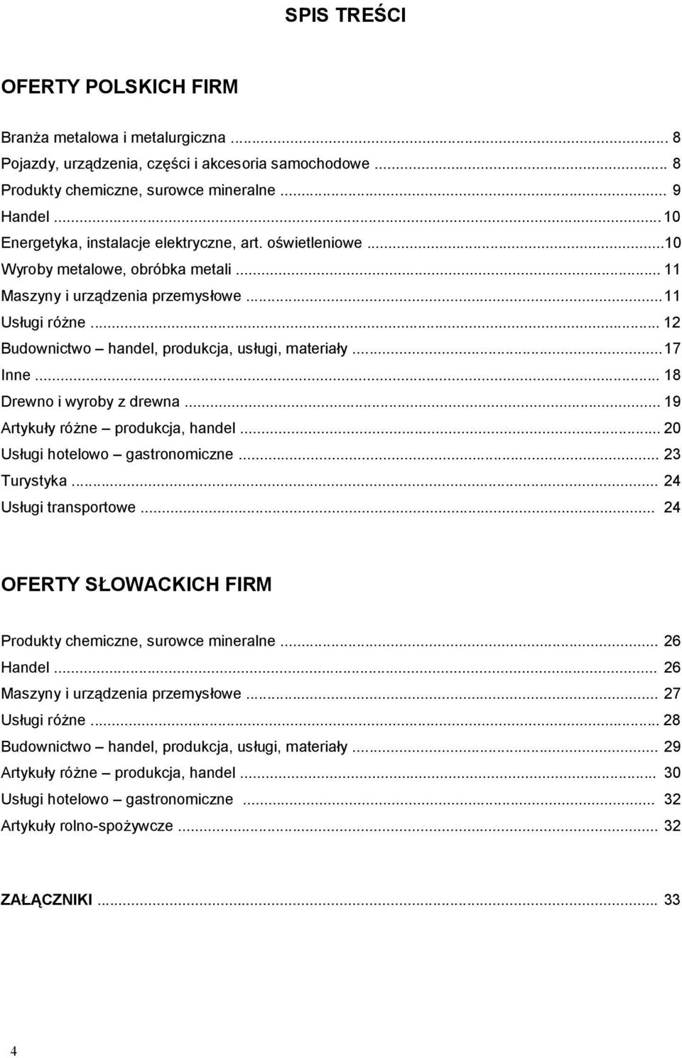 .. 12 Budownictwo handel, produkcja, usugi, materiay... 17 Inne... 18 Drewno i wyroby z drewna... 19 Artykuy ró0ne produkcja, handel... 20 Usugi hotelowo gastronomiczne... 23 Turystyka.