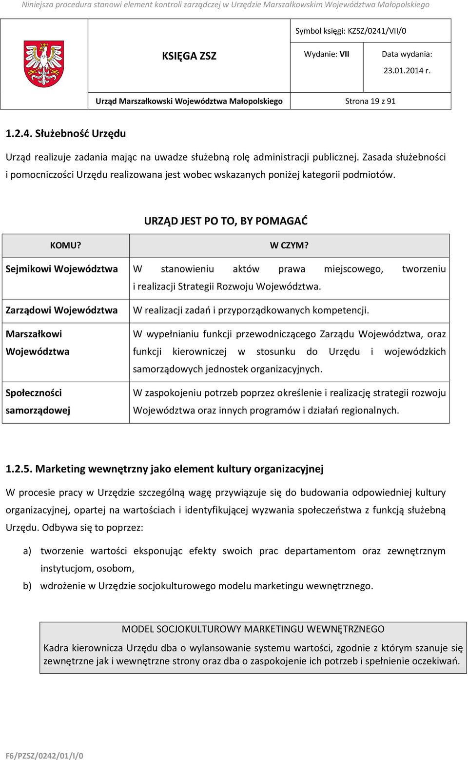 Sejmikowi Województwa W stanowieniu aktów prawa miejscowego, tworzeniu i realizacji Strategii Rozwoju Województwa. Zarządowi Województwa W realizacji zadań i przyporządkowanych kompetencji.