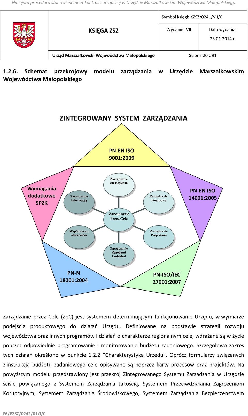 18001:2004 PN-ISO/IEC 27001:2007 Zarządzanie przez Cele (ZpC) jest systemem determinującym funkcjonowanie Urzędu, w wymiarze podejścia produktowego do działań Urzędu.