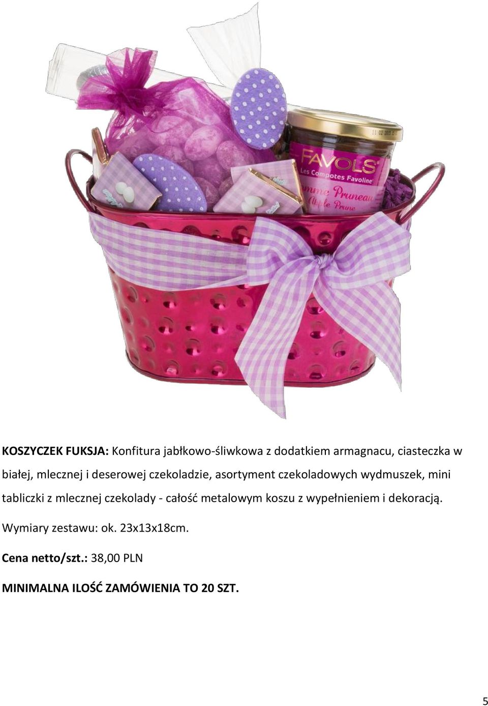 czekoladowych wydmuszek, mini tabliczki z mlecznej czekolady - całość