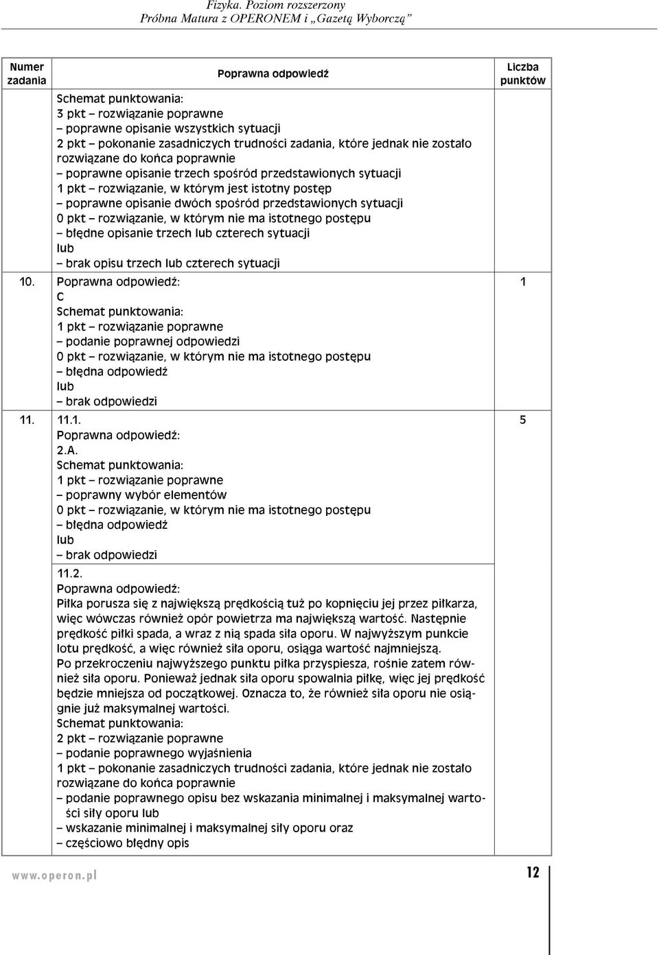 C 1 pkt rozwiązanie poprawne podanie poprawnej odpowiedzi błędna odpowiedź 11. 11.1..A. 1 pkt rozwiązanie poprawne poprawny wybór elementów błędna odpowiedź 11.