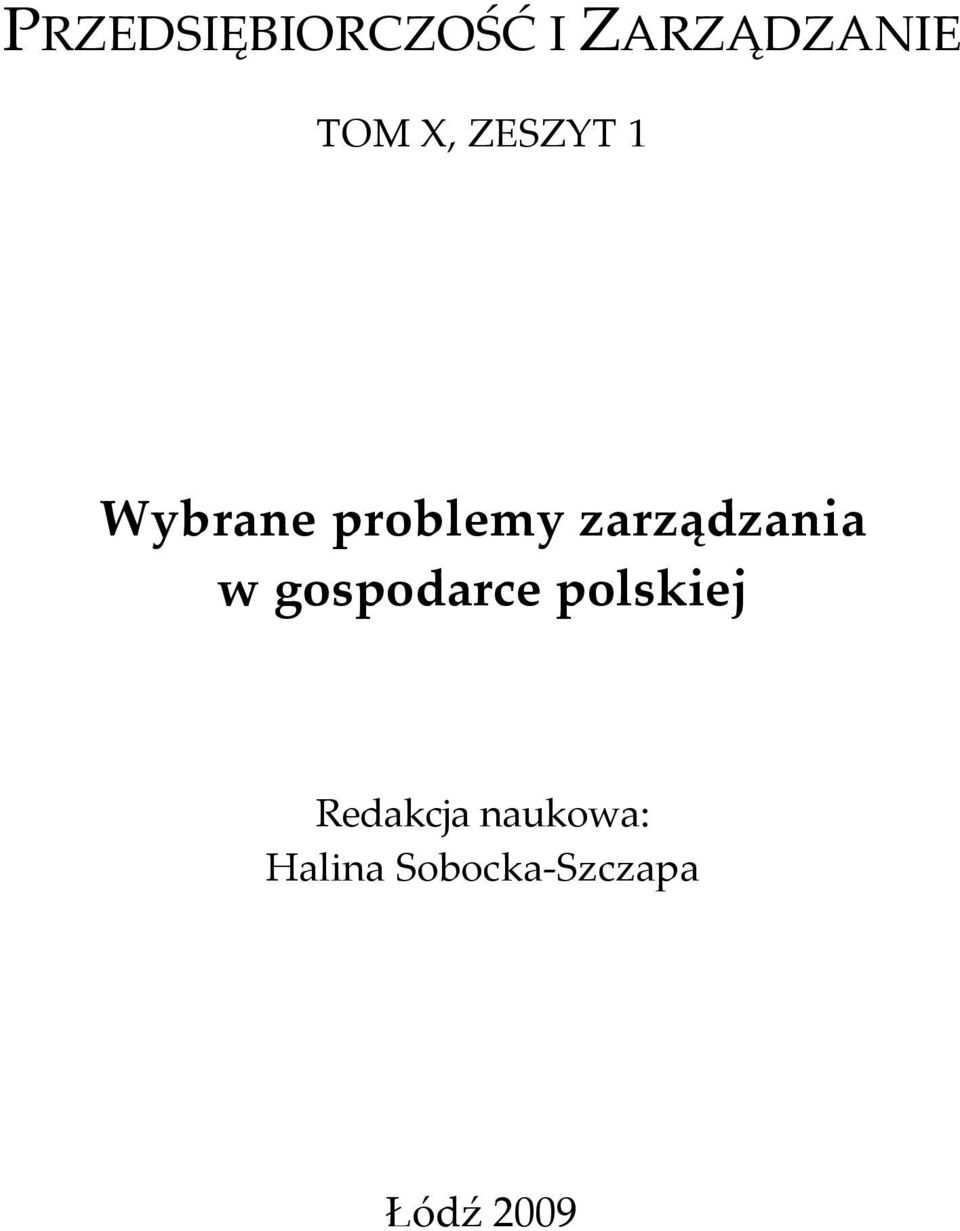 zarządzania w gospodarce polskiej