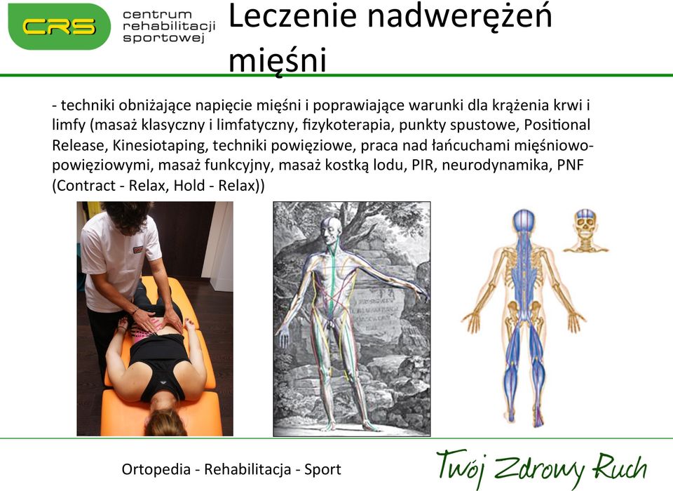 PosiMonal Release, Kinesiotaping, techniki powięziowe, praca nad łańcuchami mięśniowo-