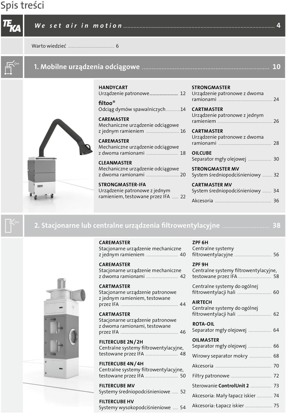 .. 18 CLEANMASTER Mechaniczne urządzenie odciągowe z dwoma ramionami... 20 Strongmaster-IFA Urządzenie patronowe z jednym ramieniem, testowane przez IFA.