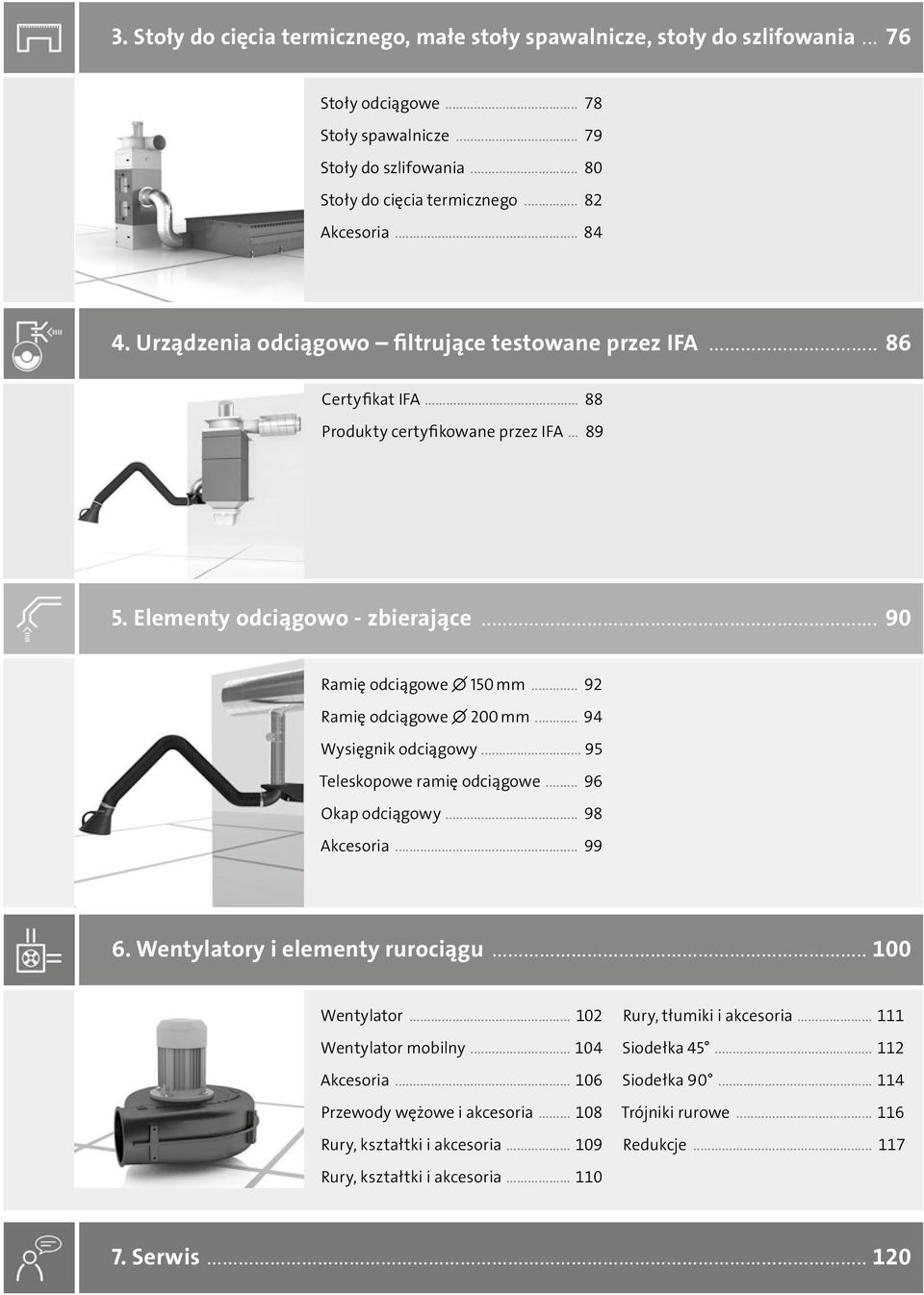 .. 92 Ramię odciągowe 200 mm... 94 Wysięgnik odciągowy... 95 Teleskopowe ramię odciągowe... 96 Okap odciągowy... 98 Akcesoria... 99 6. Wentylatory i elementy rurociągu... 100 Wentylator.