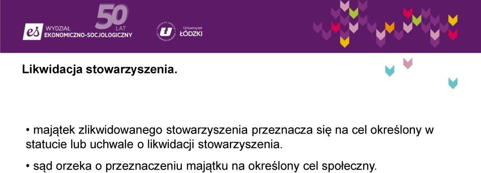 na cel określony w statucie lub uchwale o likwidacji