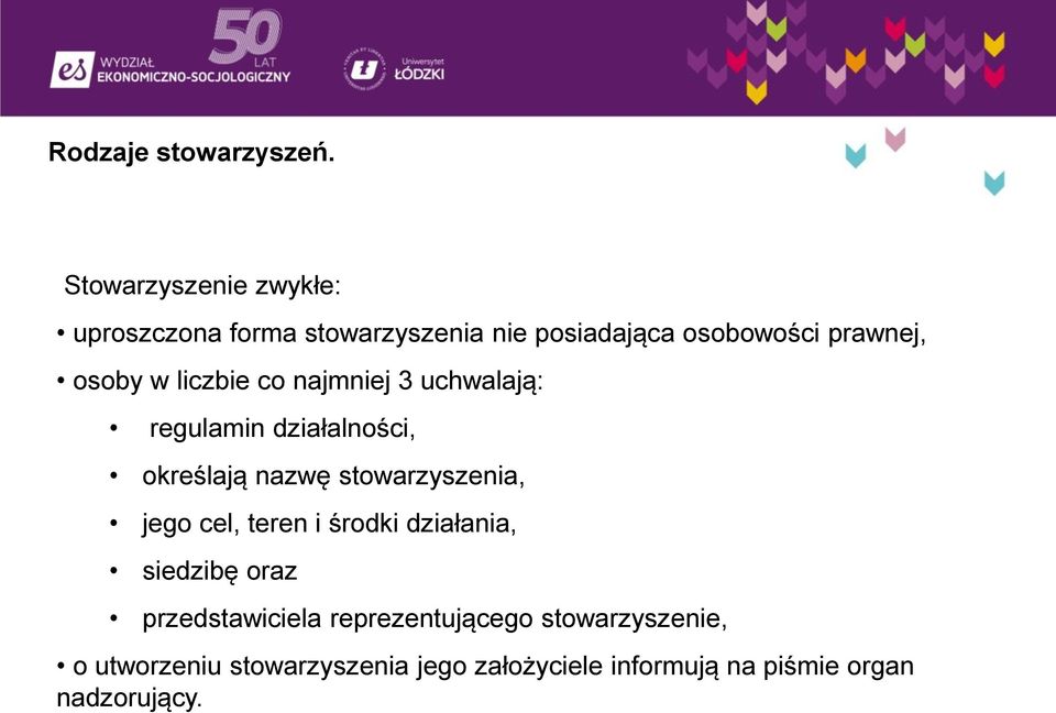 w liczbie co najmniej 3 uchwalają: regulamin działalności, określają nazwę stowarzyszenia, jego