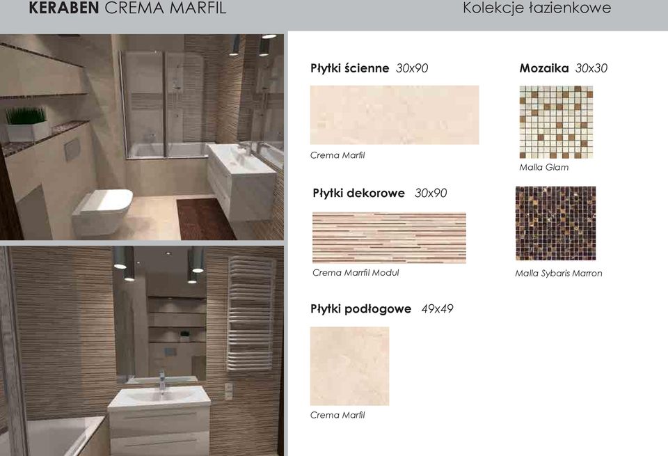 Glam Płytki dekorowe 30x90 Crema Marrfil Modul