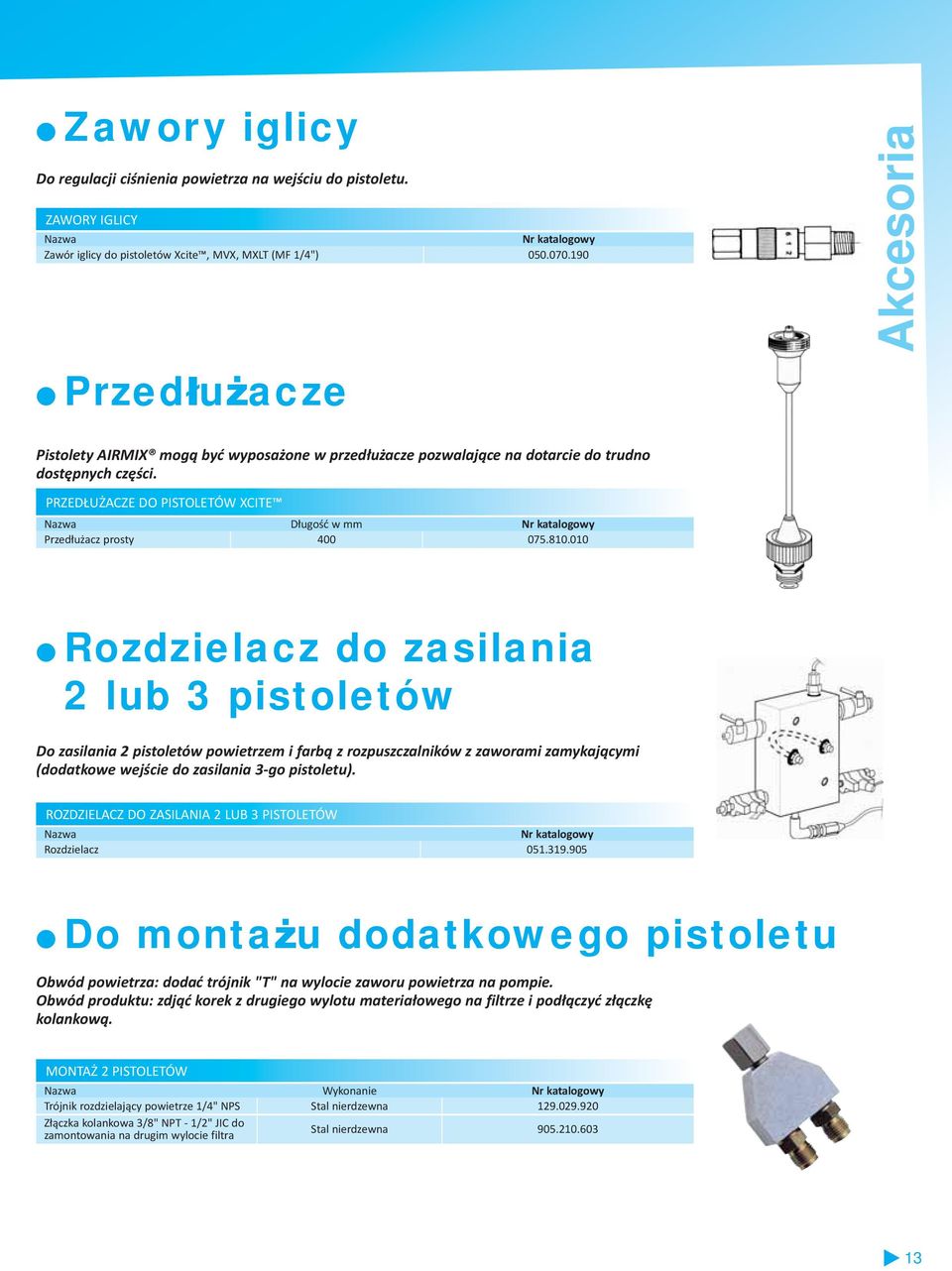 PRZEDŁUŻACZE DO PISTOLETÓW XCITE Długość w mm Przedłużacz prosty 400 075.810.