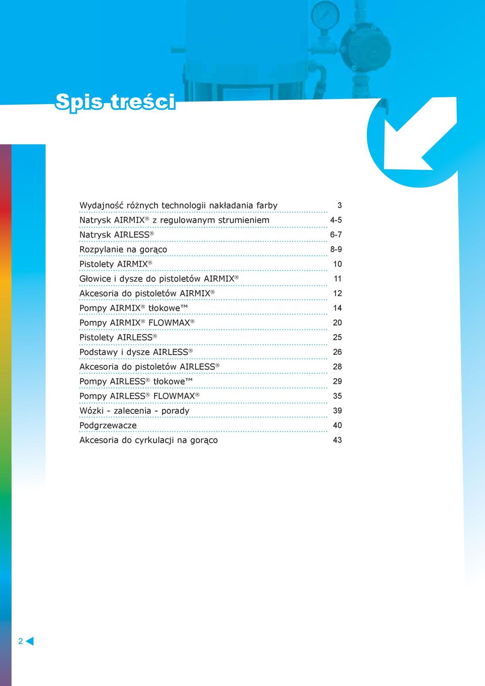 tłokowe Pompy AIRMIX FLOWMAX Pistolety AIRLESS Podstawy i dysze AIRLESS Akcesoria do pistoletów AIRLESS Pompy AIRLESS tłokowe