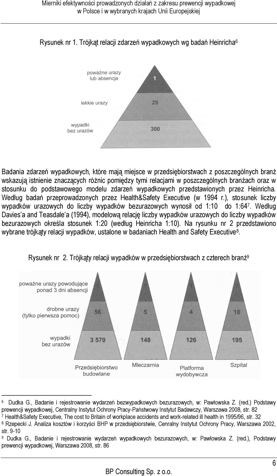 relacjami w poszczególnych branżach oraz w stosunku do podstawowego modelu zdarzeń wypadkowych przedstawionych przez Heinricha. Według badań przeprowadzonych przez Health&Safety Executive (w 1994 r.