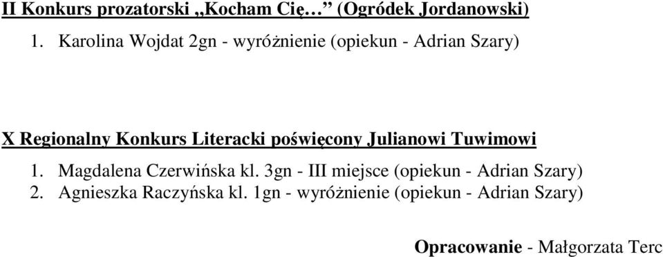 Literacki poświęcony Julianowi Tuwimowi 1. Magdalena Czerwińska kl.